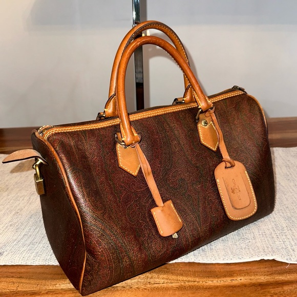 Etro Handbags - Vintage - Authentic - ETRO Milano Paisley Boston Satchel - Brown/Bordeaux